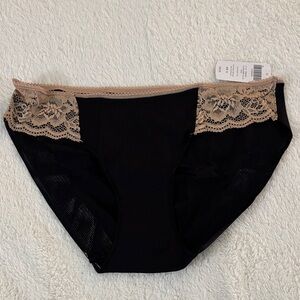 Soma Black and Tan Lace Trim Panties